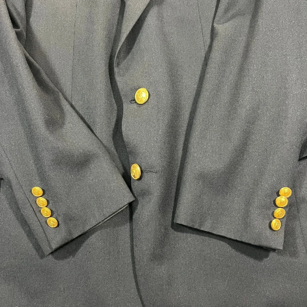 Polo Ralph Lauren University Club Mens Blazer Navy Blue Virgin Wool Gold Button